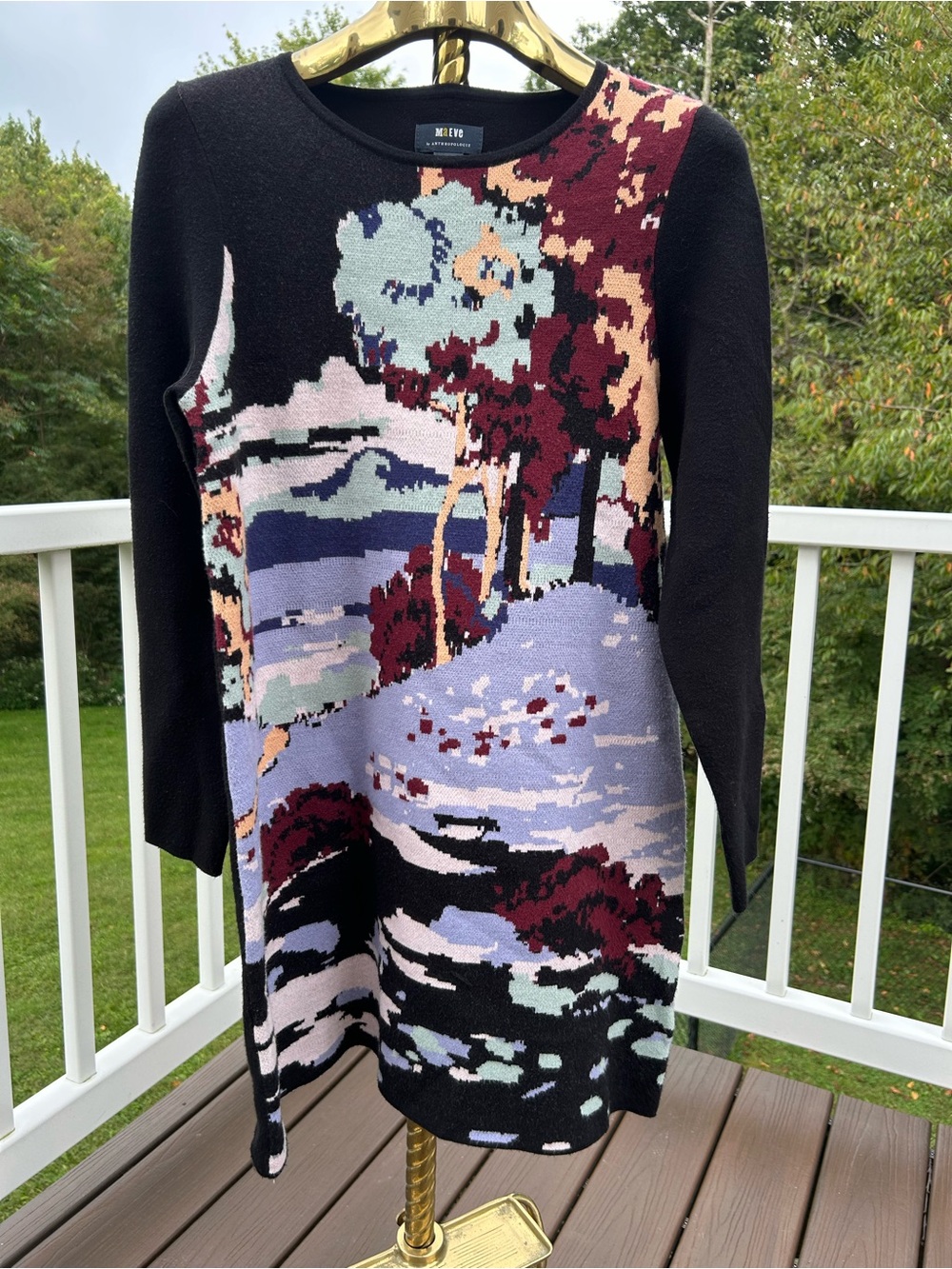 Mauve fir Anthropology Black Multi Scenic Knit Sweater Dress